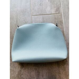 BLAQUE Argentina Pebbled Leather Dusty Blue Clutch Pouch Travel Bag Designer EUC